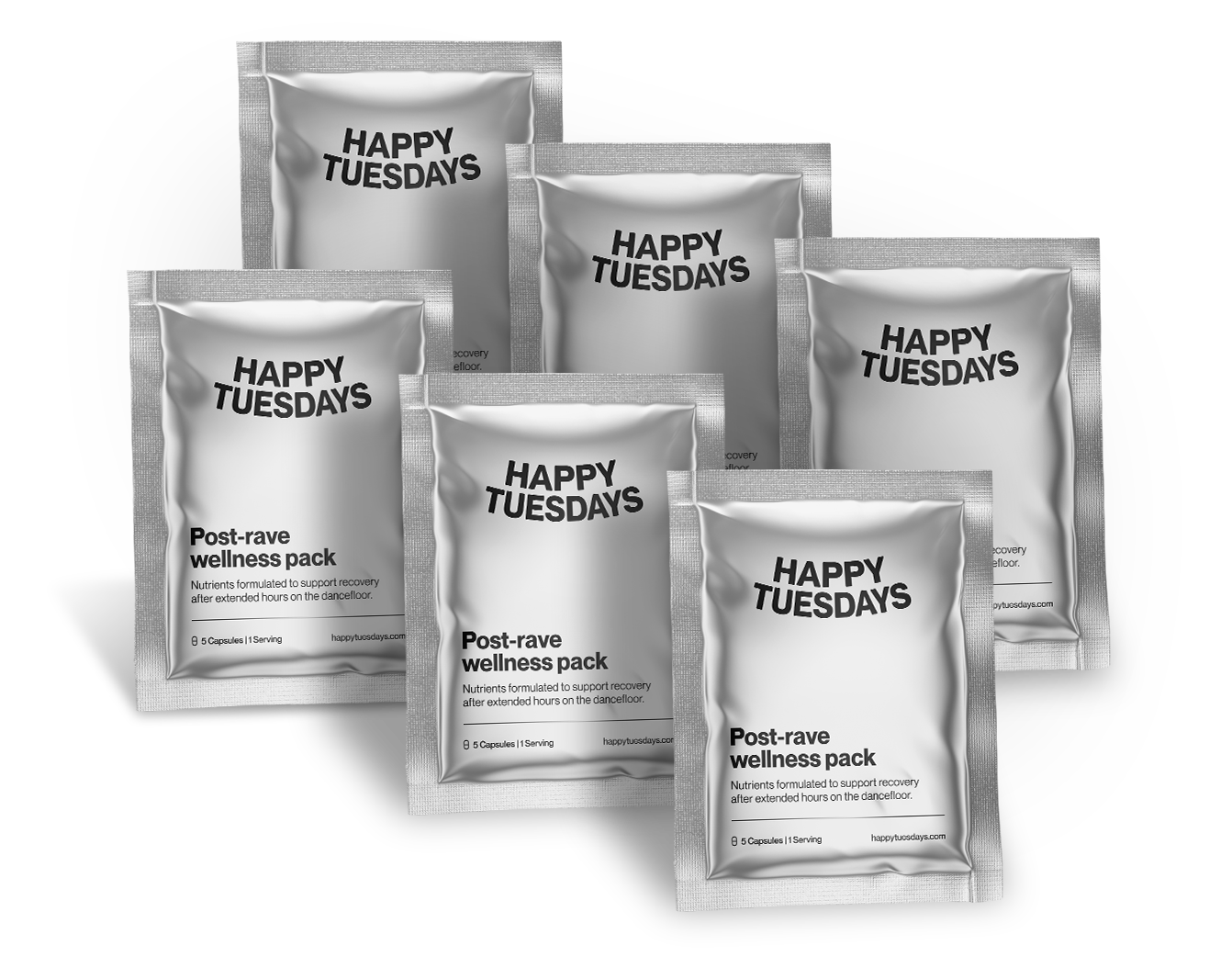 Happy Tuesdays post-rave wellness packs help your recover after extended hours on the dancefloor. Come down to Happy Tuesdays.co for an all-in-one supplement that supports mind and body recovery after a festival or rave recovery with high quality vitamins and nutrients.